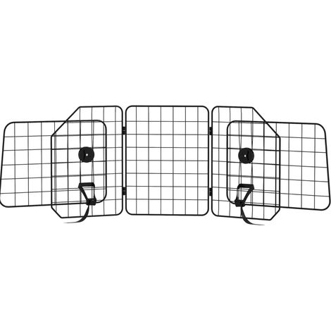 Barrera para perros para coche ajustable 93-150 cm, acero negro, plegable (1/4)