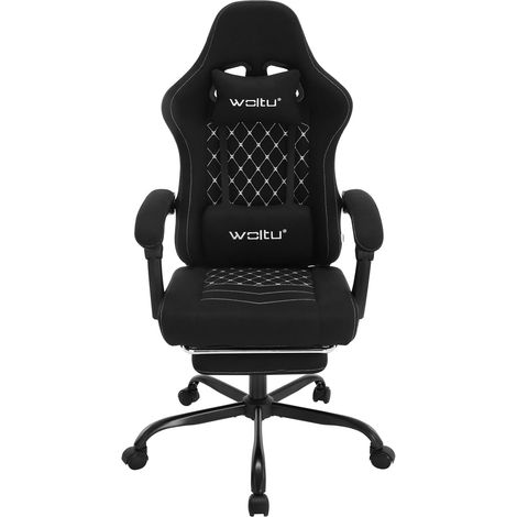 WOLTU Sedia Gaming con MassaggioSedia da Gaming con Poggiapiedi TelescopicoPoggiatesta e Supporto Lombare Sedia da Ufficio Carico 150 Kg, Nero+Bianco (1/5)