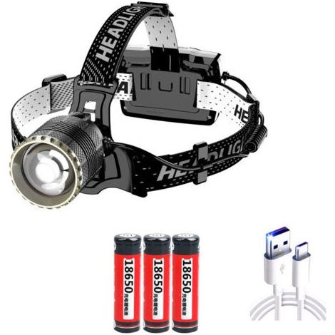 Wiederaufladbare LED-Stirnlampe, superhelle 12.000 Lumen, 3 Leuchtmodi, mit Gestensensor, perfekt zum Laufen, Joggen, Angeln und Campen (1/4)