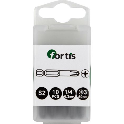 Bit zähhart 1/4" DIN3126 E6,3 PH3x50mm 10er Pack FORTIS (1/5)