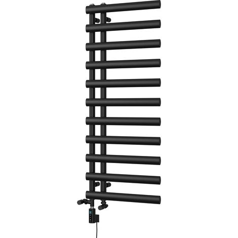 Elyan - Black Dual Fuel Towel Rail H1238mm x W500mm Thermostatic WIFI (1/3)
