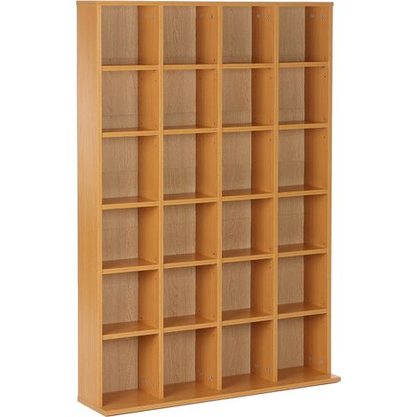 CD Storage Unit with Adjustable Shelves, 89 x 130.5 cm, Beech Wood Finish
