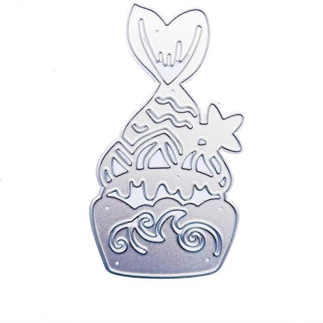 Niedliche Eiscreme-Stanzform aus Metall mit Fischschwanzmotiv, Prägeschablone, DIY-Scrapbooking-Vorlage für Grußkarten und Albumgestaltung