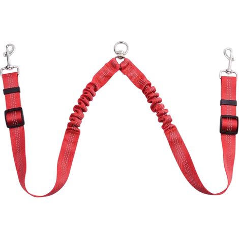 Laisse Double Pour Chiens - Pivotante 360° - Amortisseur Élastique - Bande Réfléchissante - Pour Marche et Exercice - 1 Pièce (1/5)