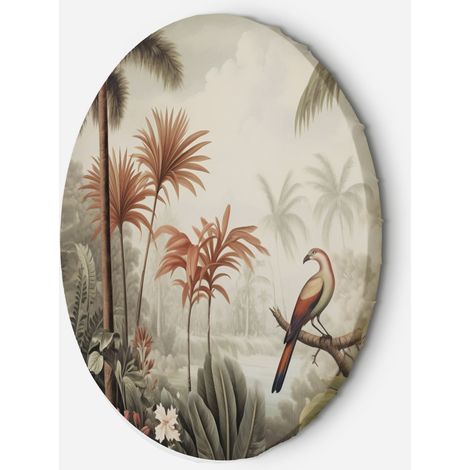 Tableau sur toile Image circulaire Oiseau tropical dans la jungle 80x80 (1/5)