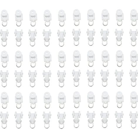 Rouleaux de Rail de Rideau, transporteurs à roulettes pour Rideaux ondulés, Coureurs de draperie Pliables, 60 pièces (22x16mm / 0,87x0,63 Pouces) - Blanc (1/5)