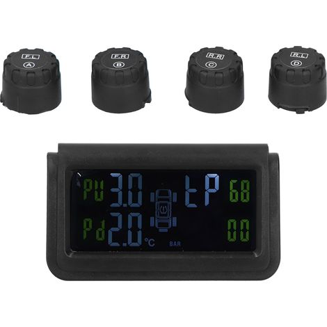 Capteur de pression des pneus solaire TPMS avec 4 capteurs, affichage numérique et alarme sonore (1/5)