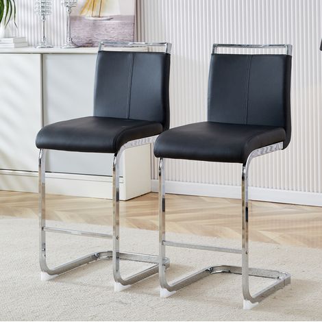 Sedia seduta 96,5 cm bar set da 2 in PU nero silver OKMYHOME (1/5)