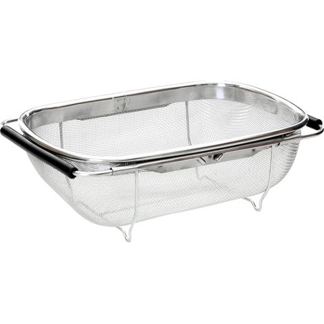 1 Passoire à Évier, Acier Inoxydable, Poignée Extensible, Treillis Métallique, Cuisine