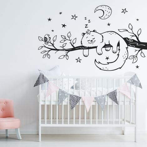 Sticker Mural - Chat Lune - 357x555 cm - Noir (1/3)