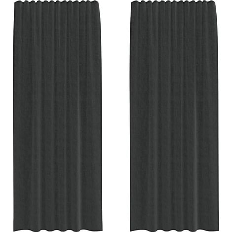 Maison Exclusive - Rideaux en voile avec passe-tringle 2 pcs noir