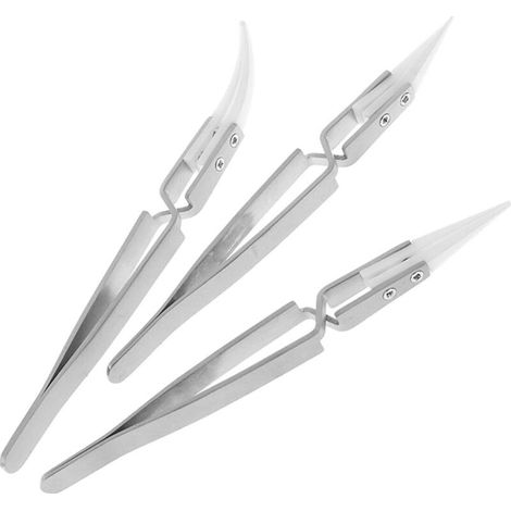 3 Pack Précision Pince à Épiler Antistatique Brucelles Inversée en Céramique Ensemble de Pincettes Non-Conductrices, Résistantes à la Chaleur pour Pincer Bobines Pendant le Tir (1/5)