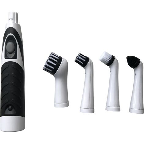 Brosse de nettoyage rotative blanche pour cuisines et salles de bains, adaptée au nettoyage des joints de carrelage et autres surfaces. (1/5)