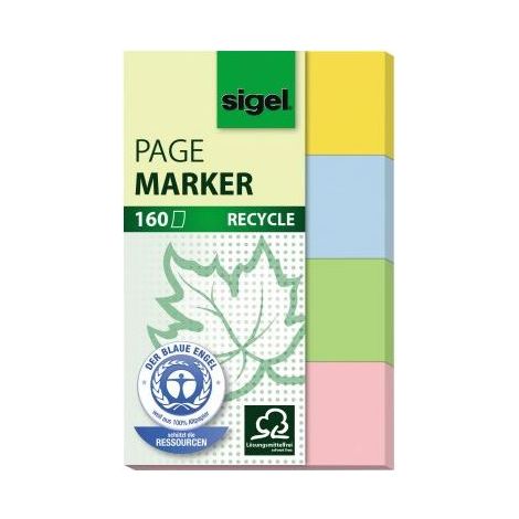 sigel Haftmarker Recycle Werkstoff: 100 % Recyclingpapier Farbe: 1 x gelb, 1 x blau, 1 x grün, 1 x (1/5)