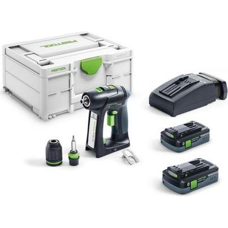 Festool – Perceuse-visseuse sans fil 18V avec 2 batteries 4Ah – Moteur EC-TEC sans charbons – Couple réglable pour vissage précis – Coffret SYS3 M 187 (1/10)