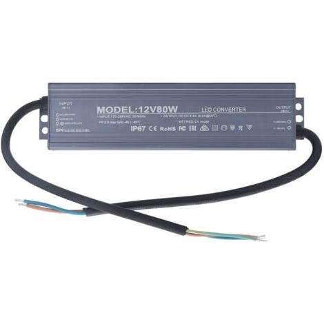 Alimentation LED étanche IP67 12V 6.6A - Transformateur pour éclairage 170-265V AC