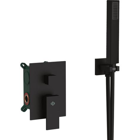 Grifo de ducha empotrable mezclador monomando Orion Negro GME (1/2)