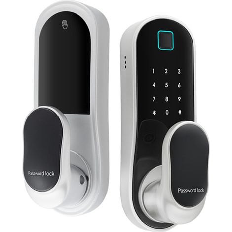 Serrure de porte intelligente, poignée d'entrée sans clé avec 2 cartes et clés, application biométrique, fonctionnement à distance, WiFi, pour bureau, maison, chambre à coucher, 30-60 mm (1/5)