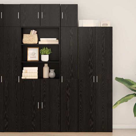 2-piece Storage Cabinet with Shelves 2 pcs Black Oak vidaXL