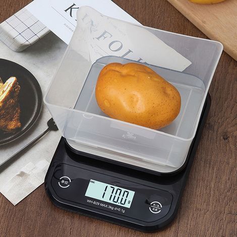 Balance de cuisine électrique, étanche, en acier inoxydable et ABS, avec écran clair et design plat.