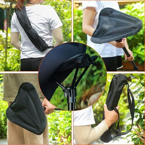 Klappstuhl für den Außenbereich – Klappbarer Dreibeinhocker – Tragbarer Klapphocker – Outdoor – Camping – Wandern – Jagen – Spazierengehen – Angeln – Reisen – Schwarz (1/5)