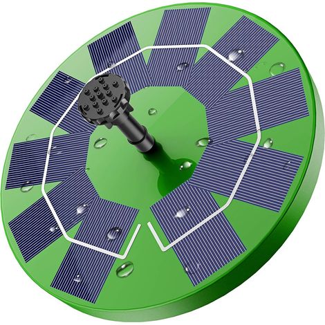 EASYCOMFORT Fontaine Solaire Vert 3W - Batterie, 6 Buses (Jardin, Bain d'oiseaux, Aquarium) (1/5)