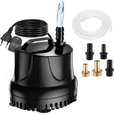 25-Watt-Tauchpumpe, ultraleise Wasserpumpe mit einer Förderleistung von 1500 Litern pro Stunde, geeignet für Teiche, Gartenbrunnen und Aquarien, ausgestattet mit 5 Düsen und einem 1,5 Meter langen tra (1/5)