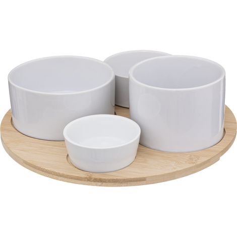 Service apéritif 5 pièces bambou Secret de Gourmet - Blanc
