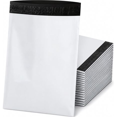 Pack of 30 large white plastic shipping bags with self-adhesive closure, waterproof, tear-resistant, 35 x 50 cm (1/5)