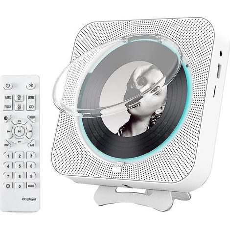 Tragbarer Bluetooth-CD-Player, Wand-CD-Player, Heim-Audioplayer mit Fernbedienung und LCD-Bildschirm