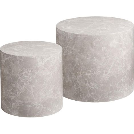 Nuuk Couchtisch Set mit 2 Marmor Dekor beige. (1/4)