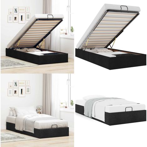 vidaXL Cadre de lit ottoman sans matelas noir 80x200 cm tissu (1/5)