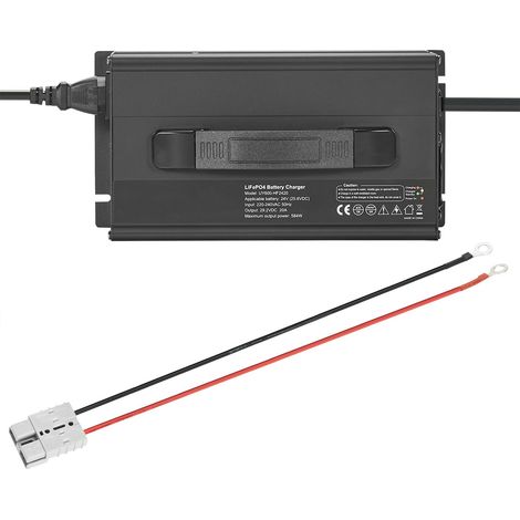 Chargeur de batterie au lithium 24 V 20 A, 29,2 V, chargeur intelligent AC-DC LiFePO4, avec connecteur Anderson, indicateur LED, activation à 0 V, pour batteries rechargeables au lithium LiFePO4 à déc (1/5)