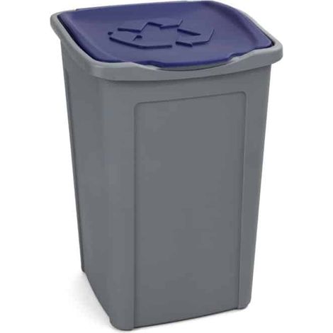 Bidone contenitore pattumiera plastica raccolta differenziata rifiuti grigio blu 50 lt 539du