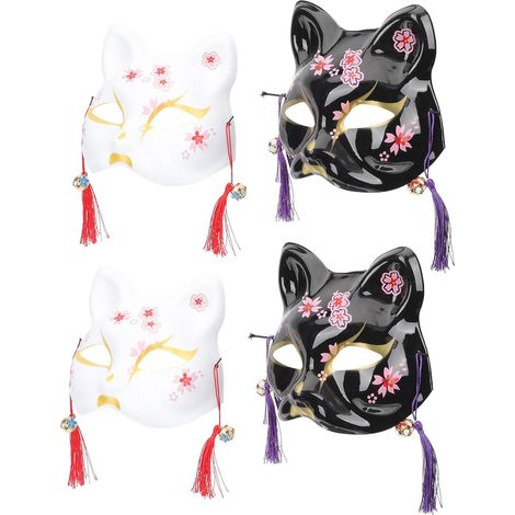 4 Pièces Demi-masque Créatif en Plastique Noir Blanc (1/5)
