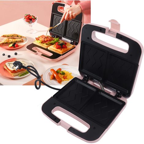 Mini grille-pain double plaque entièrement automatique pour petit-déjeuner, appareil à sandwichs chauffant double face multifonctionnel (1/5)