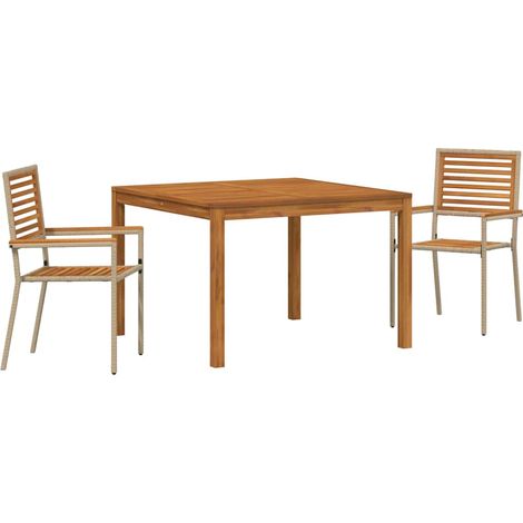 Maison Exclusive - Set da Pranzo per Giardino 3 pcs Beige Legno di Acacia Massello