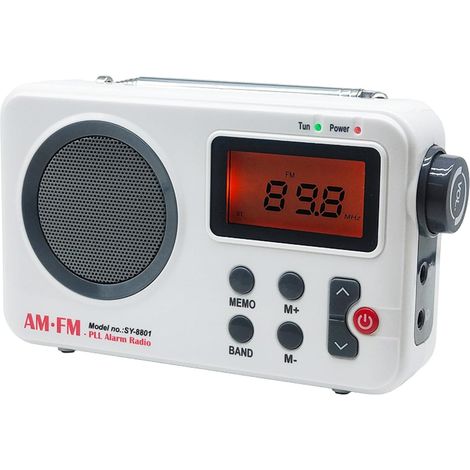 Radio Stéréo Portable Étanche Ipx7 avec Écran LCD, Mini, Blanc Plastique Compact à Double Haut-parleur, Fixation Facile, Usage Salle de Bain et Spa (1/5)