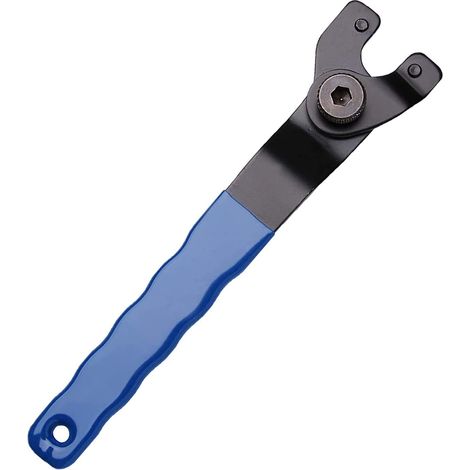 Clé à ergots pour meuleuse d'angle, poignée en plastique, clé à mâchoire réglable à 2 broches, 10 à 40 mm, convient pour la plupart des meuleuses d'angle, bleue (1/5)