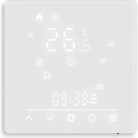 Thermostat électrique intelligent pour chauffage au sol, WiFi, interface tactile, contrôleur de température avec station météo contrôle par application 5 A (1/4)