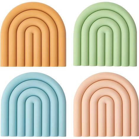 Dessous de Plat Silicone, Coussinet Silicone Résistant Chaleur Forme Nuage, Coloré Dessous Plat Antidérapant, Casseroles, Bols, Assiettes, Tasses (1/5)