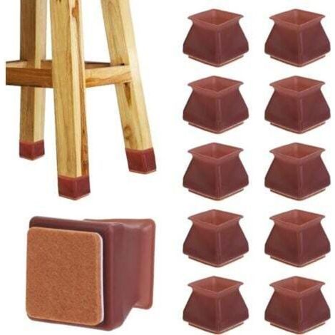 (Carrés)32Pcs Couvre-Jambes de Chaise en Silicone Rond avec Coussin en Feutre pour Housse pour Eviter Les Rayures pour Les Pieds de Chaise 30-45mm (1/4)