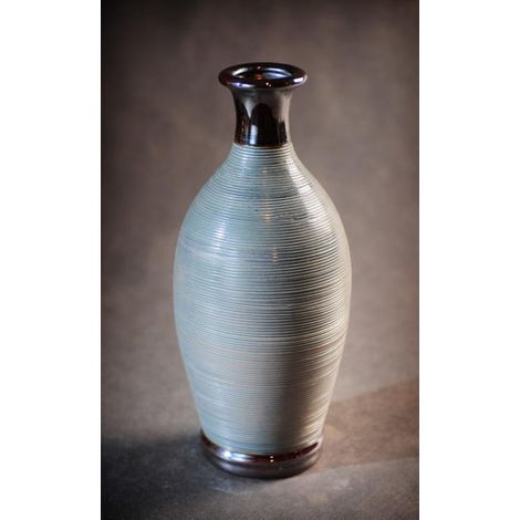 Grande vaso grigio con finiture color grafite, 14x14x31,5 cm (1/2)