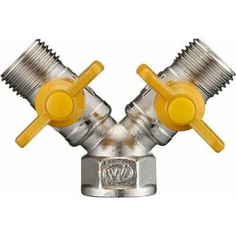 Raccord en laiton à double sortie avec inverseur de gaz pour tuyaux – Connexion 2 voies fiable et étanche pour installations industrielles et domestiques (1/4)