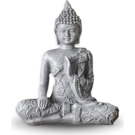 Statue Bouddha Méditation 1 - Statuette Décoration Zen et Feng Shui - Apporte Une Ambiance Apaisée et Relaxante à Votre Intérieur - Statue Porte-Bonheur Couleur Grise - Hauteur: 12cm (1/5)