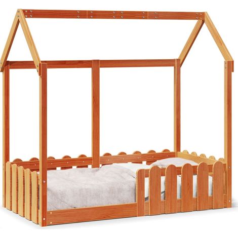 Maison Exclusive - Kinderbett Hausbett Wachsbraun 70x140 cm Kiefe
