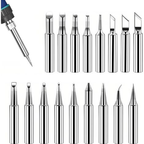 Lot de 17 pannes à souder 900 m pour fer à souder de rechange, pour stations de soudage, appareils de soudage et accessoires, panne à souder en cuivre, socle de soudure sans plomb (1/5)