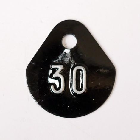 Chiffre goutte d'eau fond noir (à l'unité) estampé "30" en relief blanc hauteur d'écriture 11mm DERANCOURT