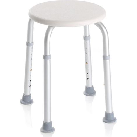 Sedia per doccia, Sgabello da doccia, forma rotonda, regolabile in altezza, SGABELLO BAGNO ROTONDO, Sgabello doccia per anziani, Sedia doccia per disabili, Piedini antiscivolo (1/5)