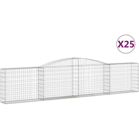 Paniers à gabions arqués 25 pcs  Mur en gabion 400x30x80/100 cm Fer galvanisé